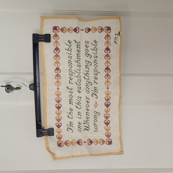 Vintage Embroidered Cross Stitch Unframed Artwork Responsible Saying - Picture 1 of 5